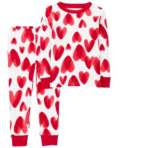 Carter's Other - Baby Girls 2 pc Valentine's Day Hearts Snug Fit Cotton Pajamas Size 12 mo NWT